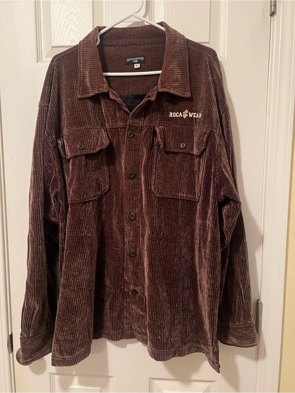 Rocawear Men's Dark Brown Corduroy Shirt Jacket Vintage Y2K Rare